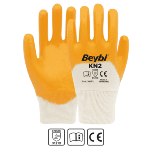 Beybi KN2 Tam Kaplı Sarı Nitril İş Eldiveni