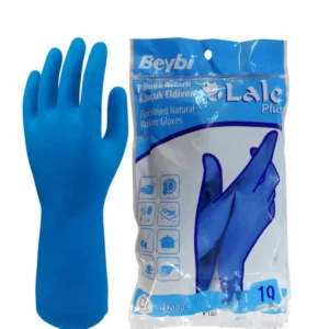 Beybi Lale Plus Mavi Pamuk Astarlı Kauçuk Eldiven